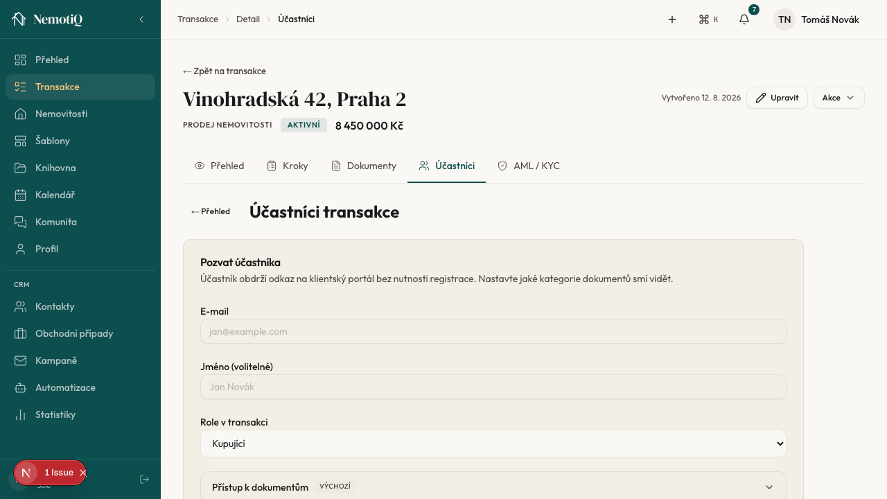 Účastníci, pozvánka do portálu a QR