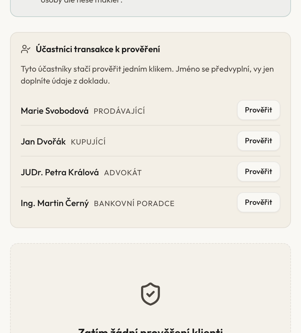 AML a KYC identifikace s prověřením proti sankčním seznamům